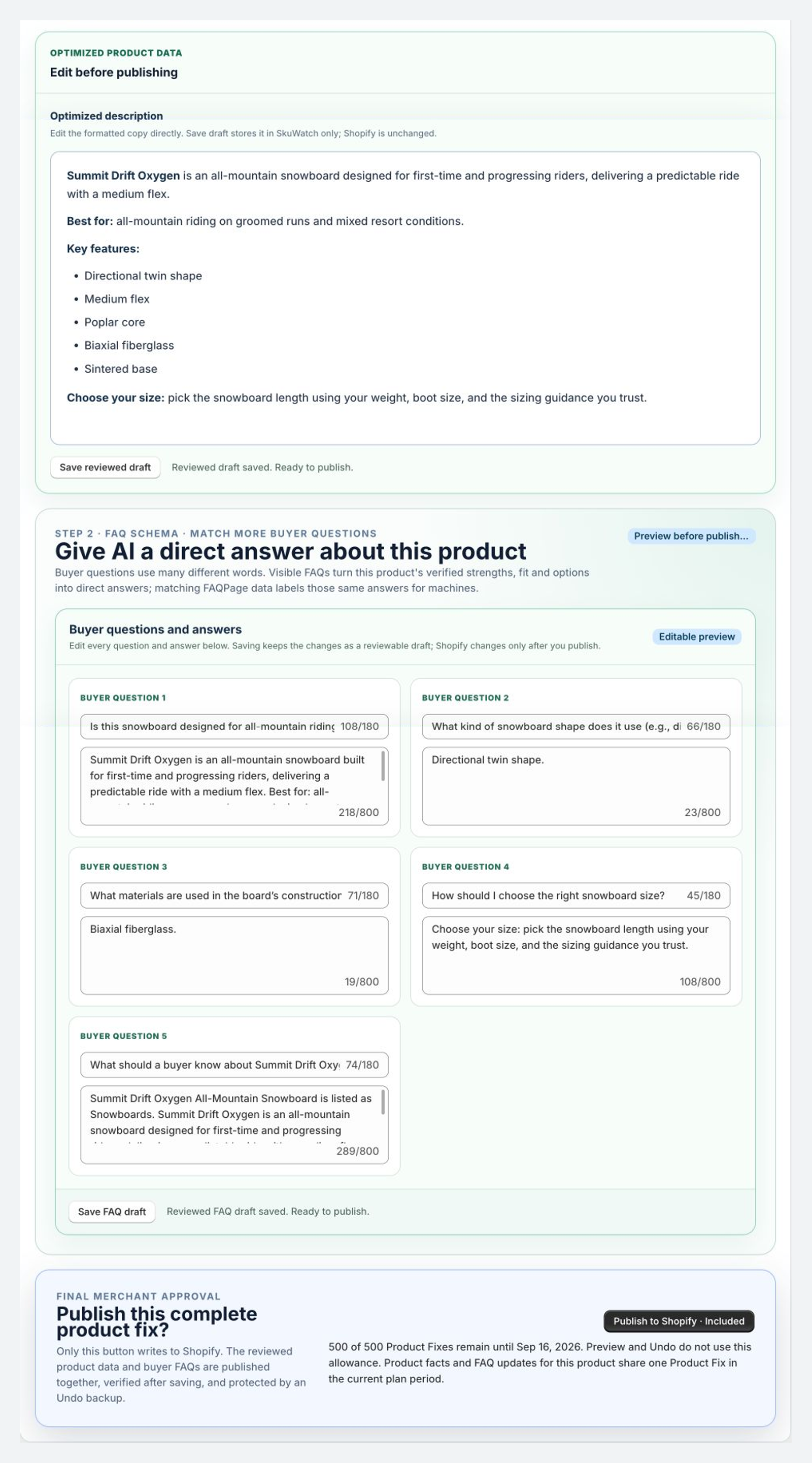 Final Product Fix preview before Shopify publishing